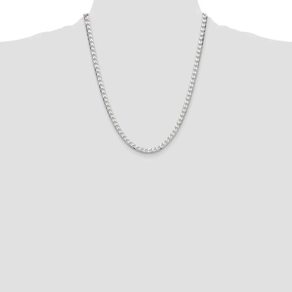 Sterling Silver Polished and Dimond-cut 5mm Flat Curb Link Chain