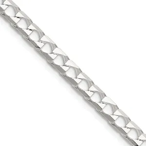 Sterling Silver Polished and Dimond-cut 5mm Flat Curb Link Chain
