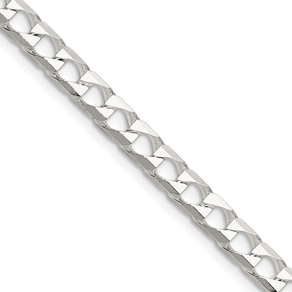Sterling Silver Polished and Dimond-cut 5mm Flat Curb Link Chain