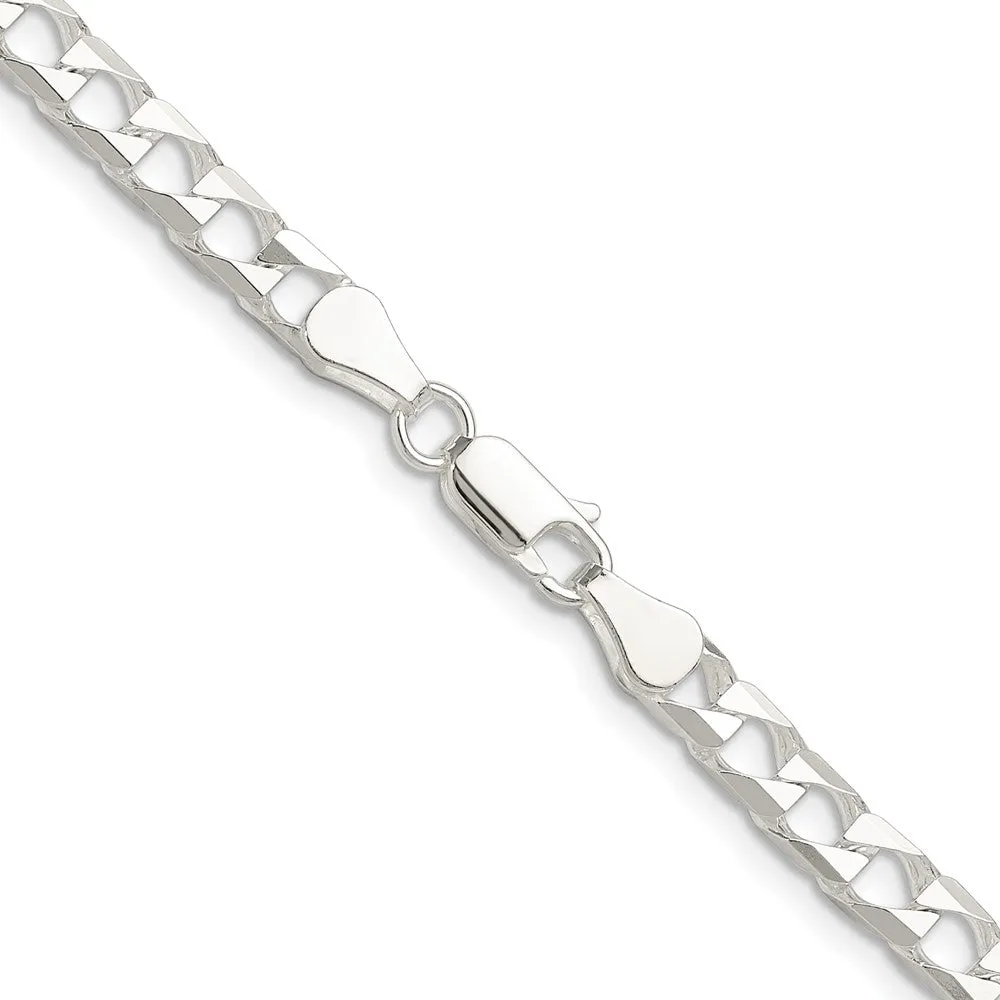Sterling Silver Polished and Dimond-cut 5mm Flat Curb Link Chain