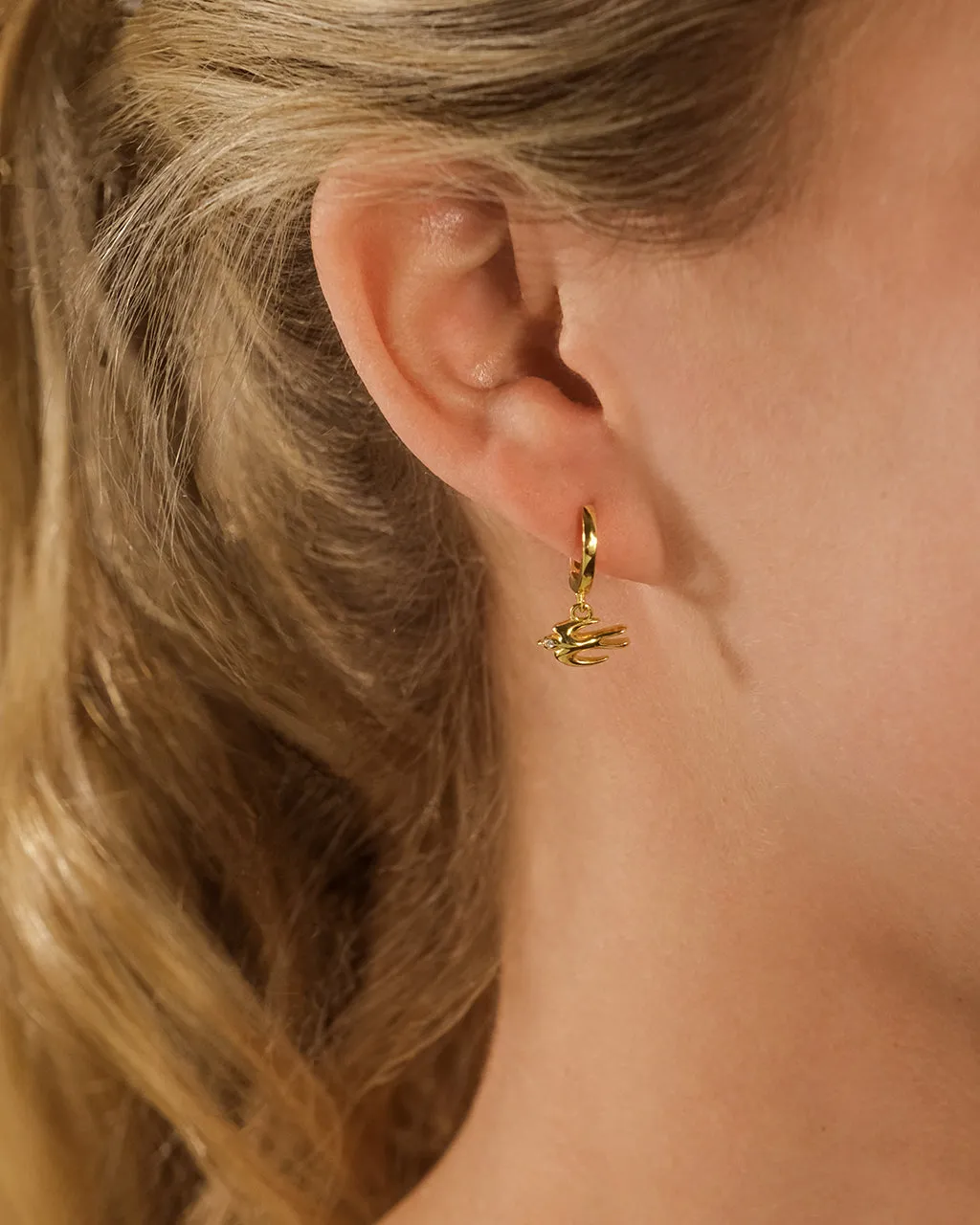 Sterling Silver Rhea CZ Charm Micro Hoop Earrings