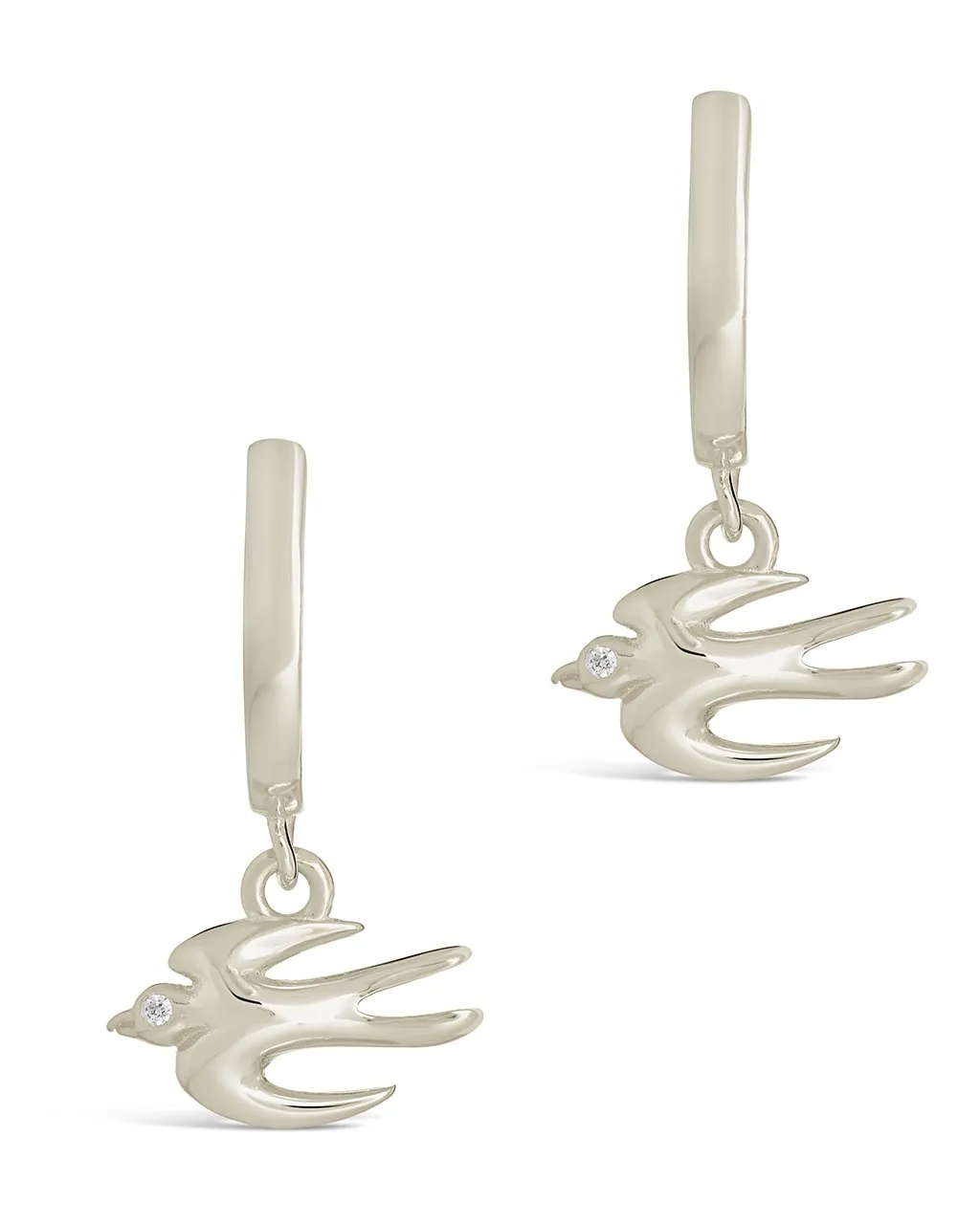 Sterling Silver Rhea CZ Charm Micro Hoop Earrings