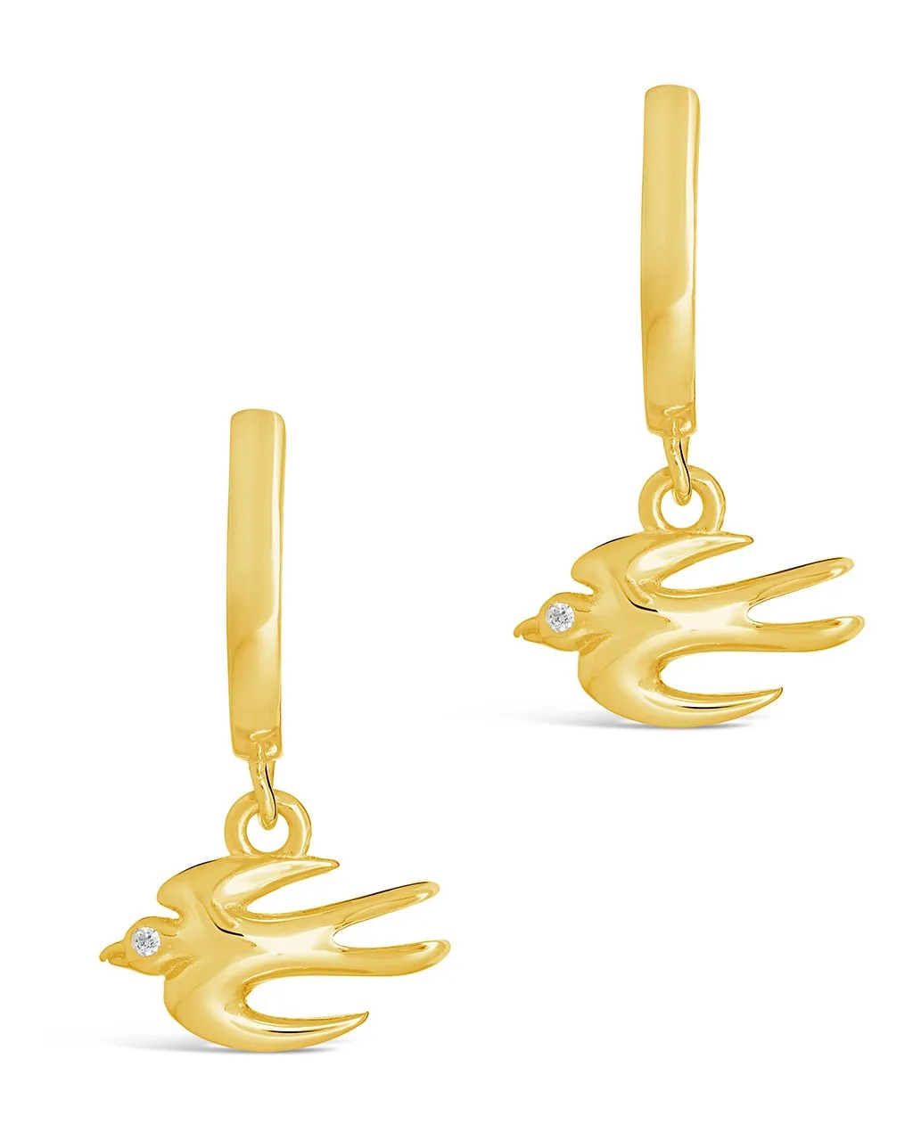 Sterling Silver Rhea CZ Charm Micro Hoop Earrings