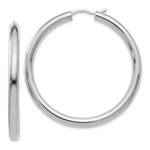 Sterling Silver Rhodium 3.5MM Tube Hoop Earrings