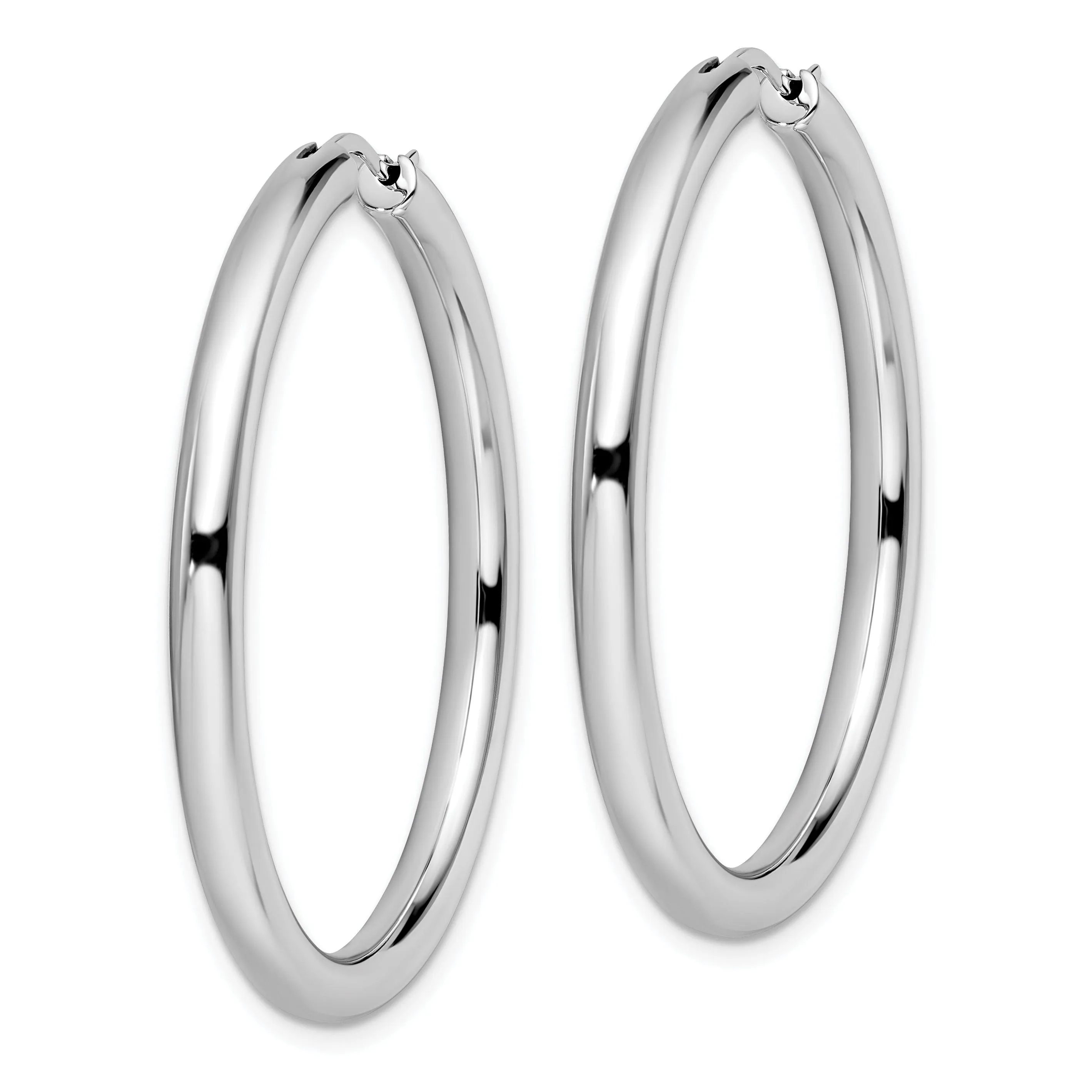 Sterling Silver Rhodium 3.5MM Tube Hoop Earrings