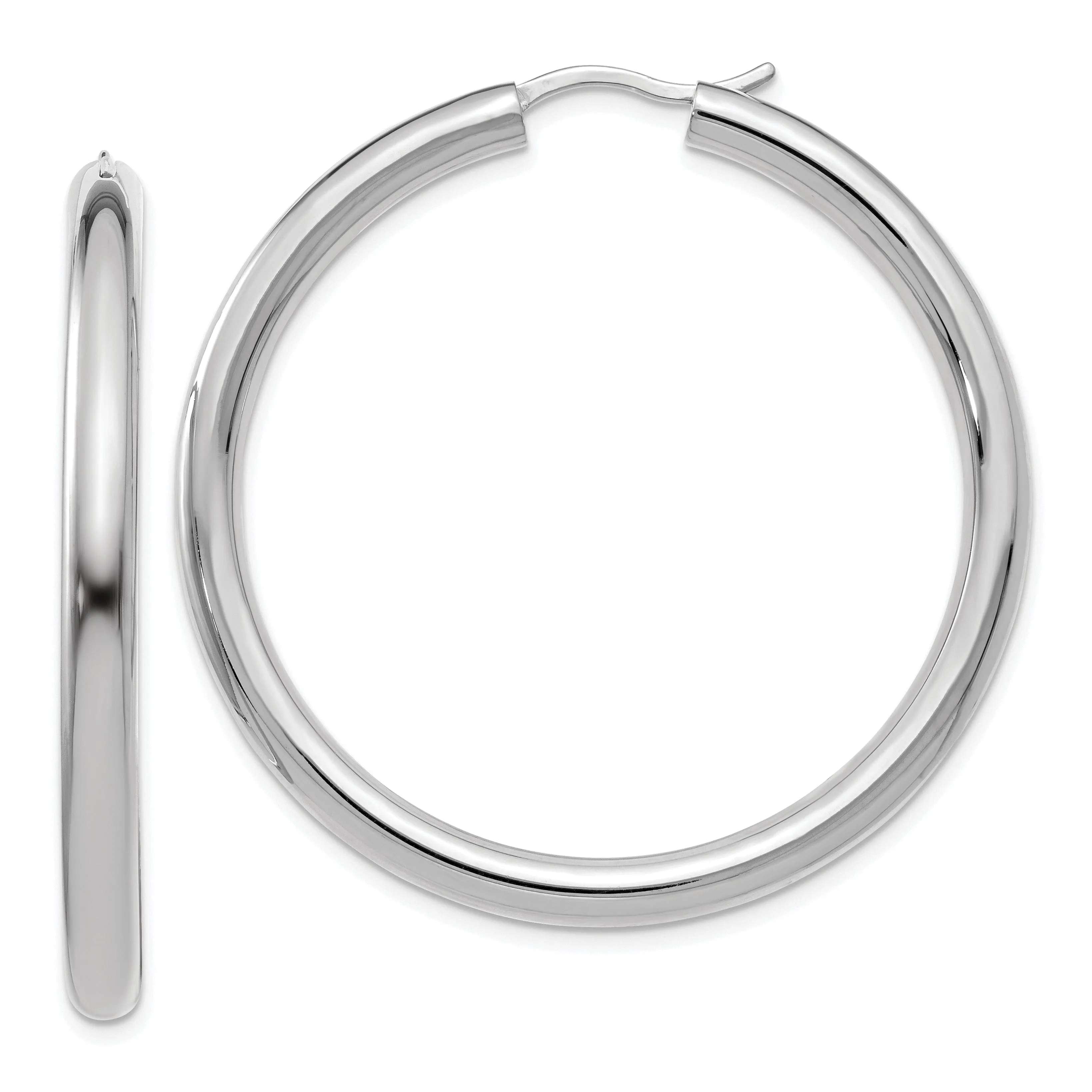Sterling Silver Rhodium 3.5MM Tube Hoop Earrings