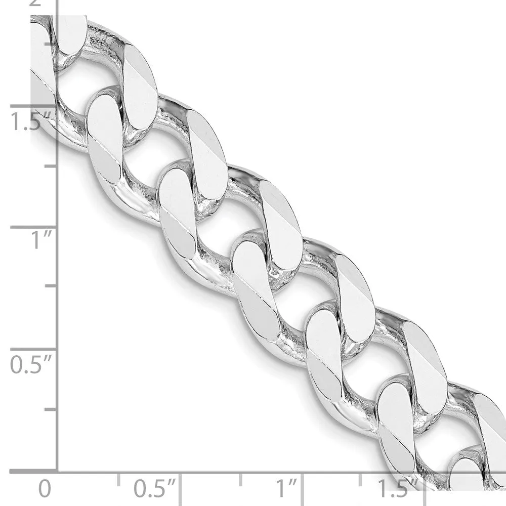 Sterling Silver Rhodium-plated 13mm Curb Chain