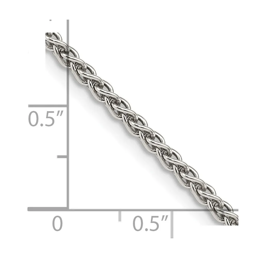 Sterling Silver Rhodium-plated 2.5mm Round Spiga Chain