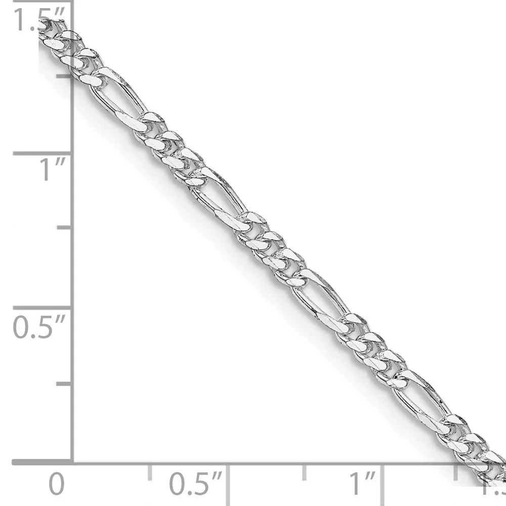 Sterling Silver Rhodium-plated 2.85mm Figaro Chain