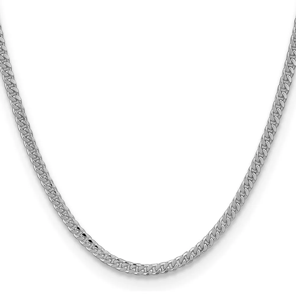 Sterling Silver Rhodium-plated 3.25mm Domed Curb Chain