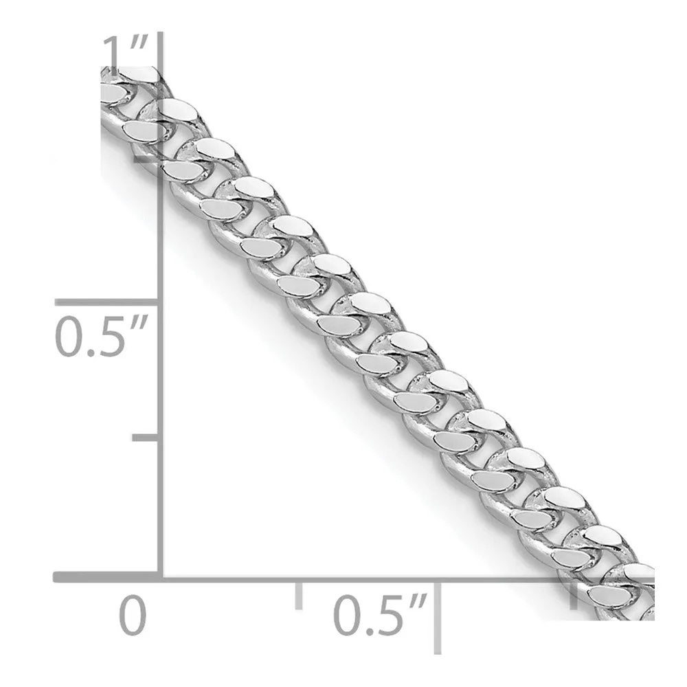Sterling Silver Rhodium-plated 3.25mm Domed Curb Chain
