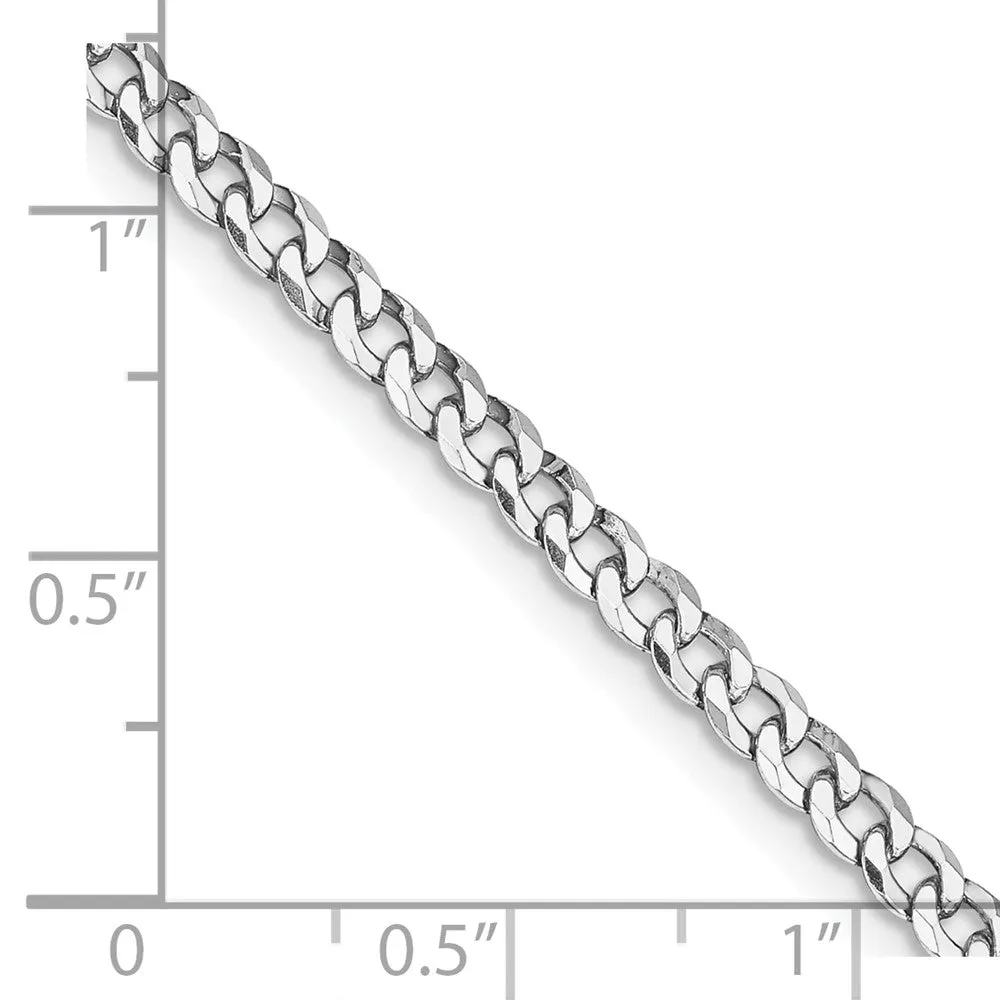 Sterling Silver Rhodium-plated 3.2mm Beveled Curb Chain