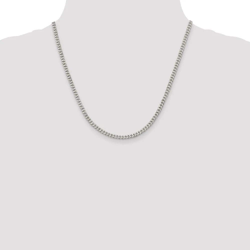 Sterling Silver Rhodium-plated 3.5mm Curb Chain