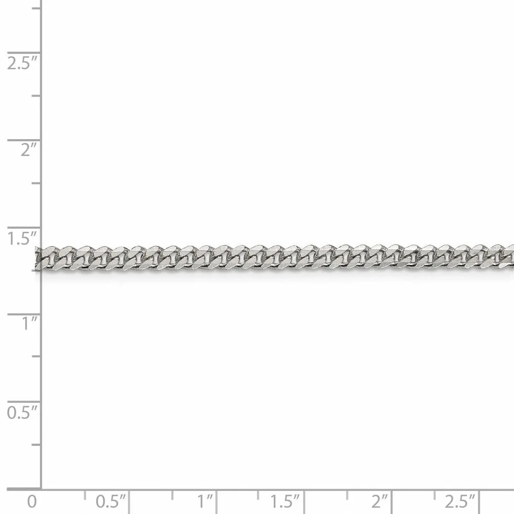 Sterling Silver Rhodium-plated 3.5mm Curb Chain