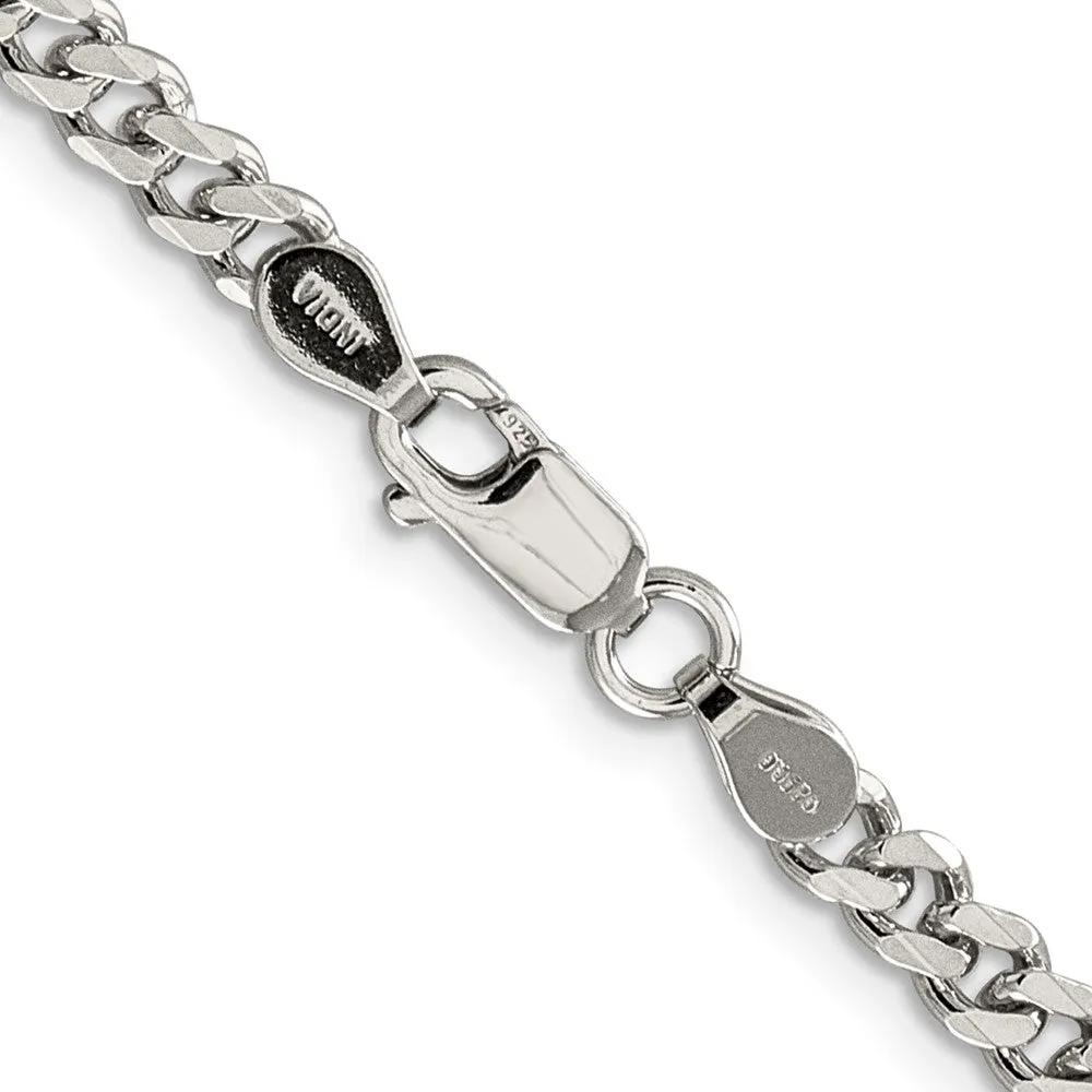 Sterling Silver Rhodium-plated 4.5mm Curb Chain