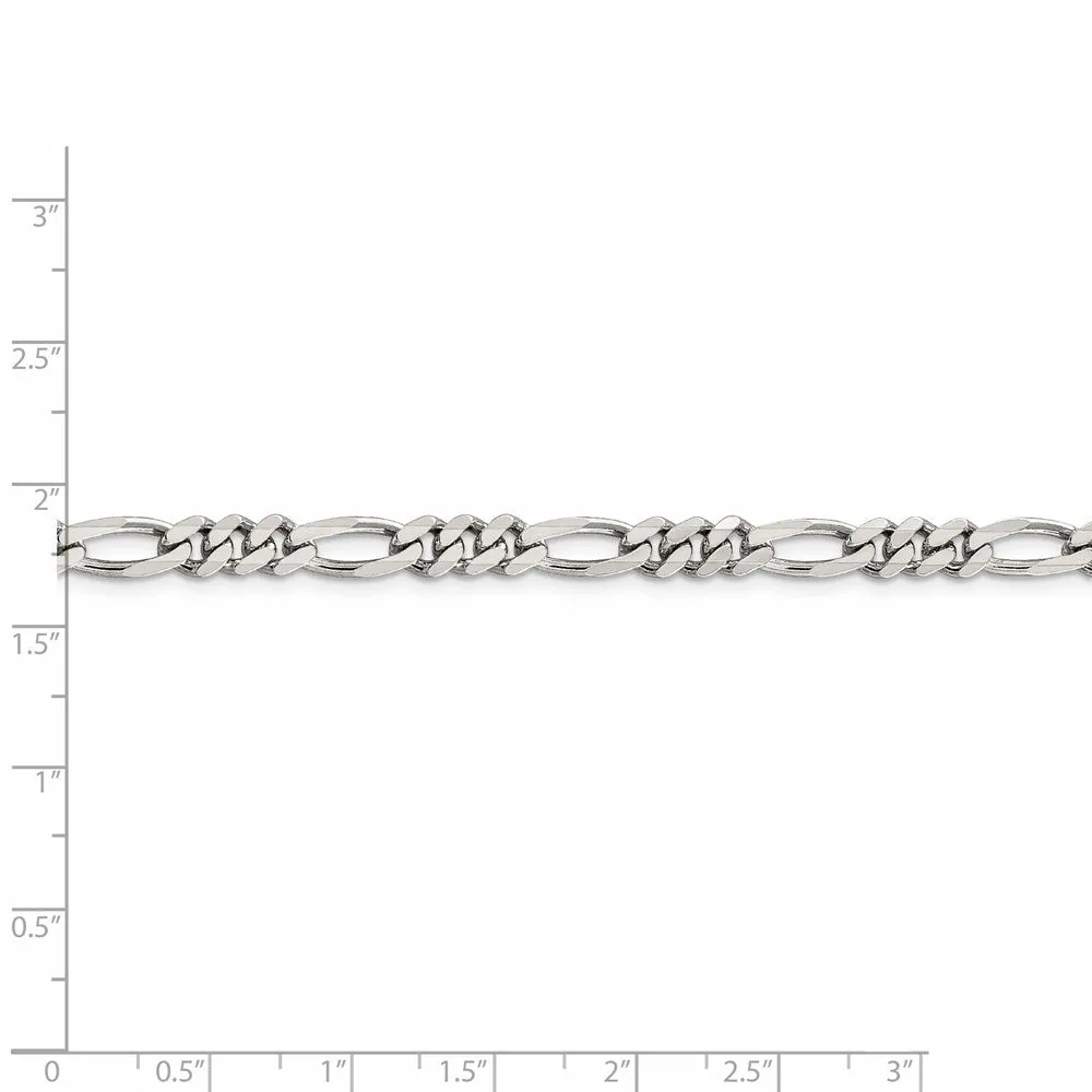 Sterling Silver Rhodium-plated 5.25mm Figaro Chain