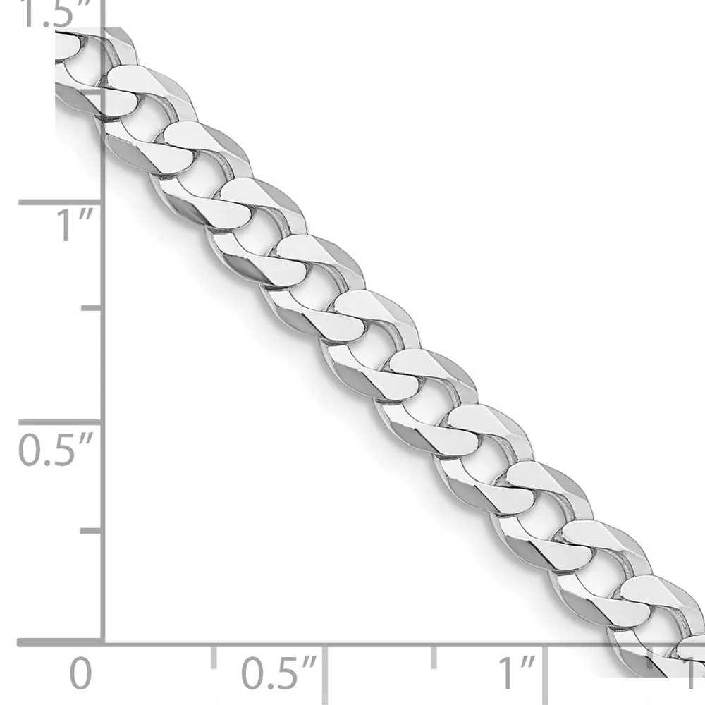 Sterling Silver Rhodium-plated 5.75mm Flat Curb Chain