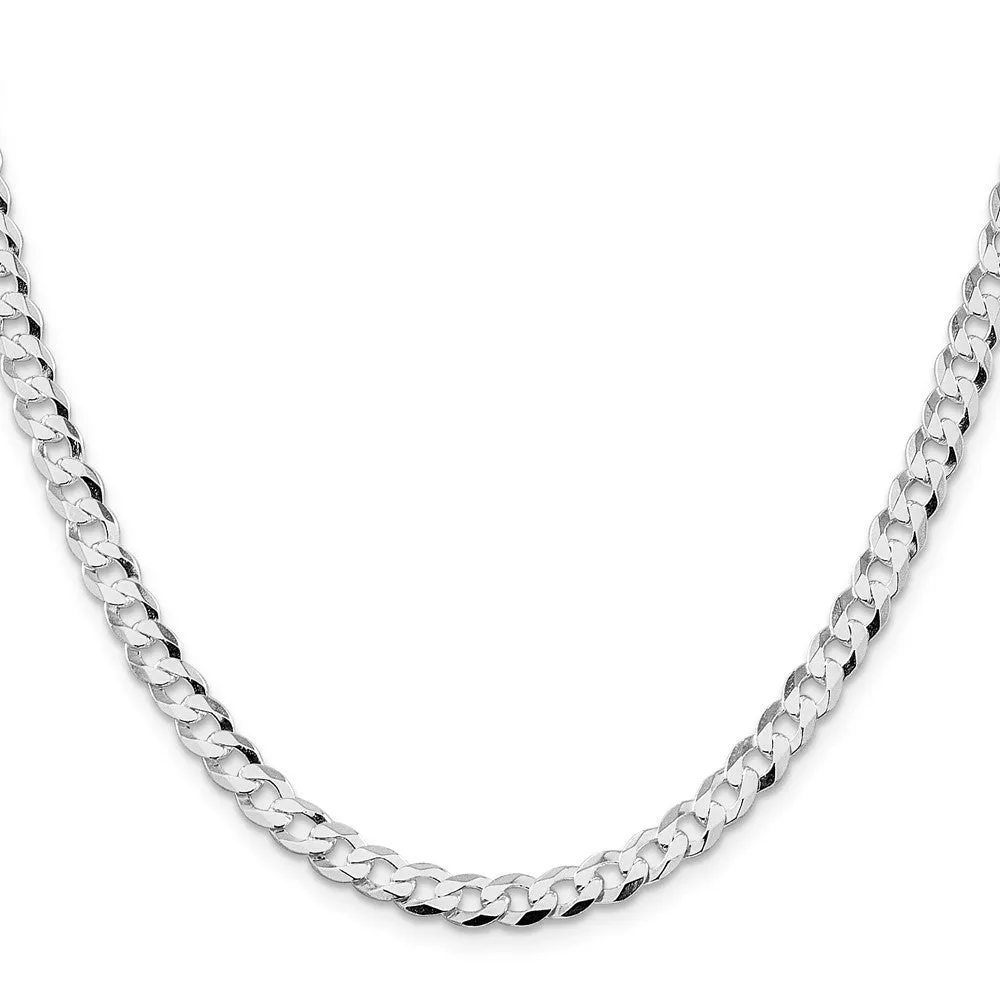 Sterling Silver Rhodium-plated 5.75mm Flat Curb Chain