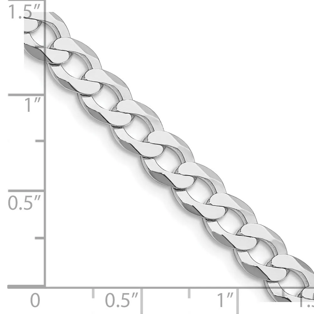 Sterling Silver Rhodium-plated 6.8mm Flat Curb Chain