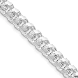Sterling Silver Rhodium-plated 7.35mm Domed w/ Side Dimond-cut Curb Chain