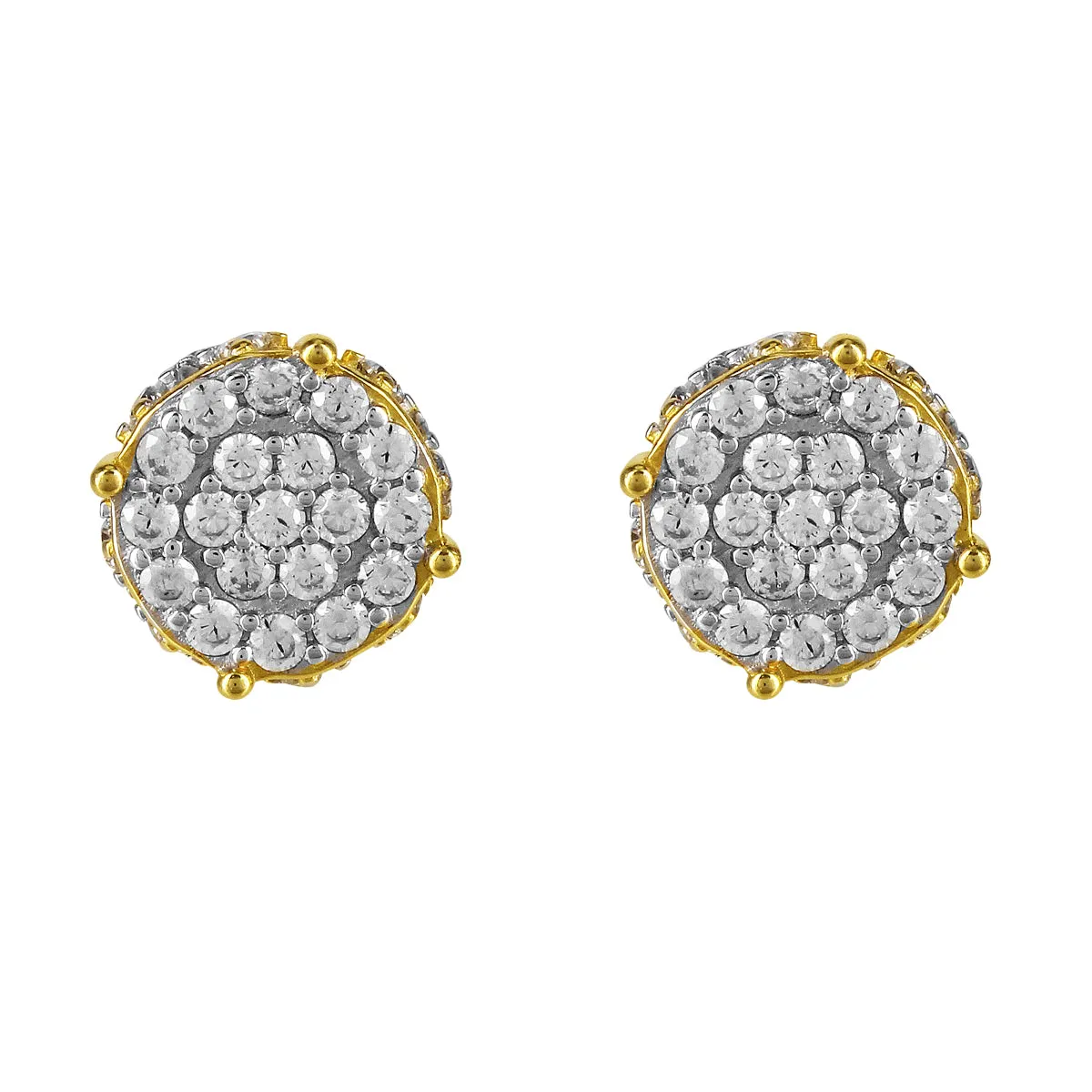 Sterling Silver Round Icy Elegant Cluster Screw Back Earrings