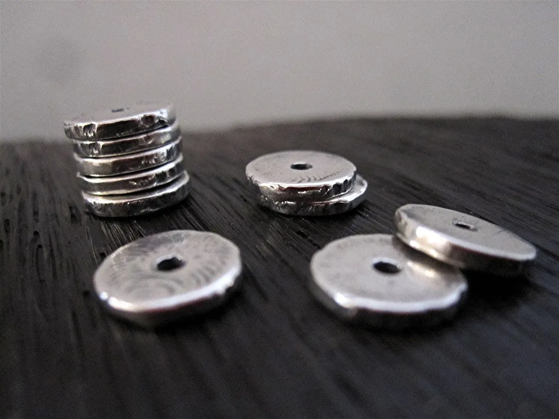 Sterling Silver Thin Textured Stacker Bead and Spacer Bead (set of two) (N)