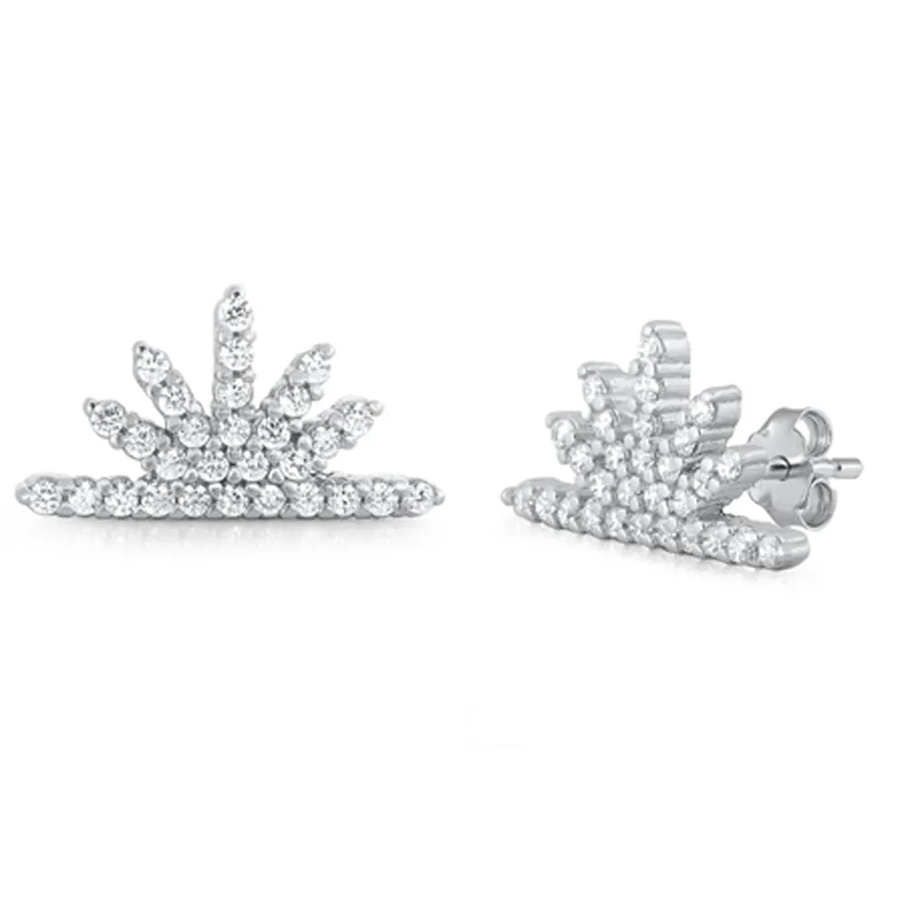 Sterling Silver Vintage Burst Sun Elegant Deco Earrings 925 New