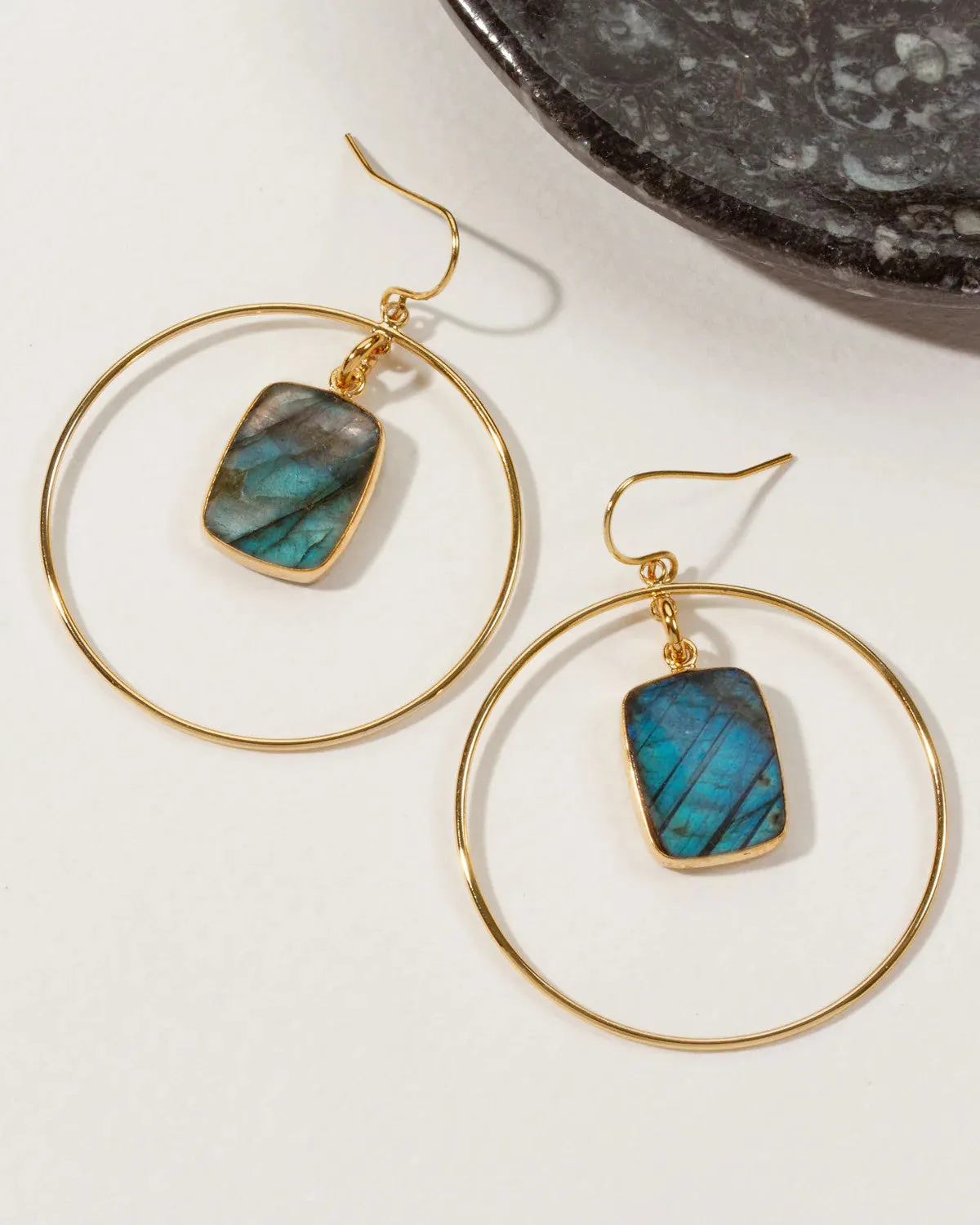 Stone Hoops Earrings