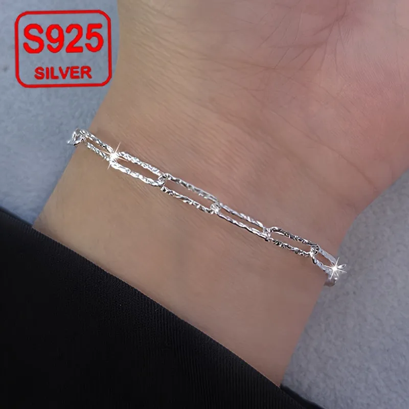 Stylish S925 Silver Interlocking Bracelet for Summer Beach Outings
