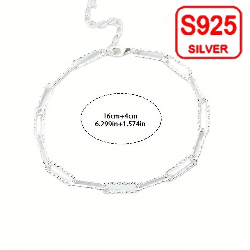 Stylish S925 Silver Interlocking Bracelet for Summer Beach Outings