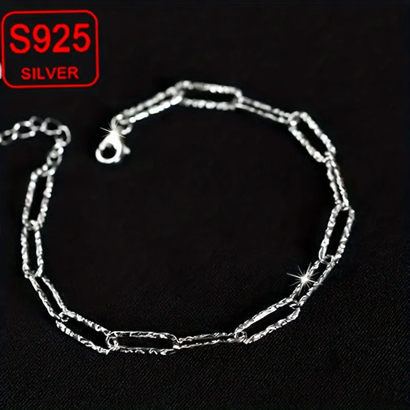 Stylish S925 Silver Interlocking Bracelet for Summer Beach Outings