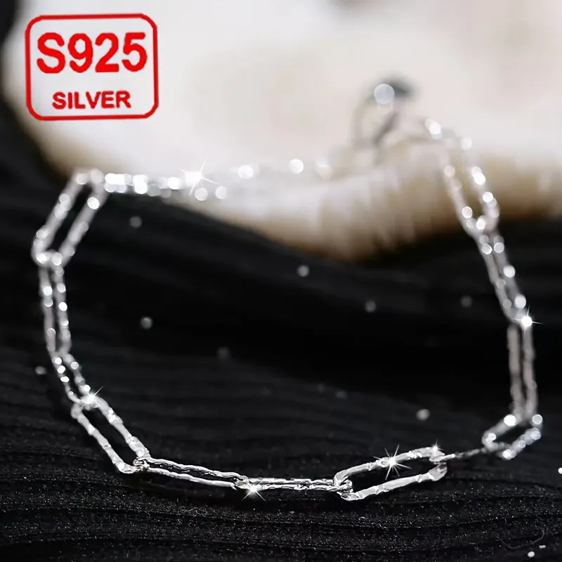 Stylish S925 Silver Interlocking Bracelet for Summer Beach Outings