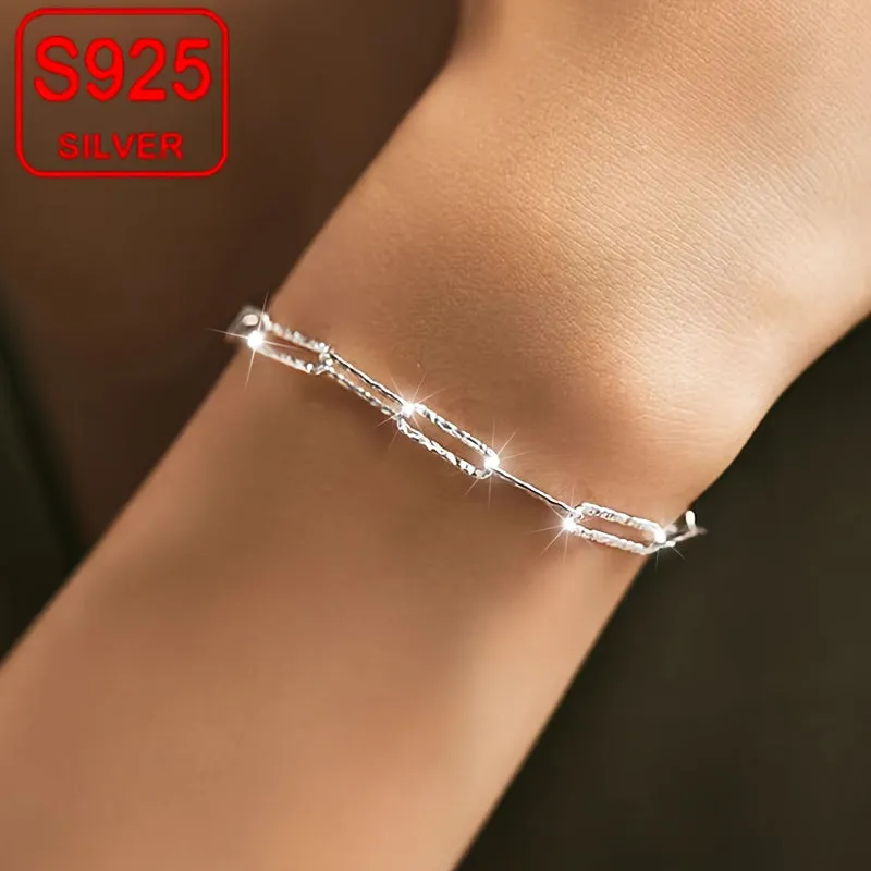 Stylish S925 Silver Interlocking Bracelet for Summer Beach Outings