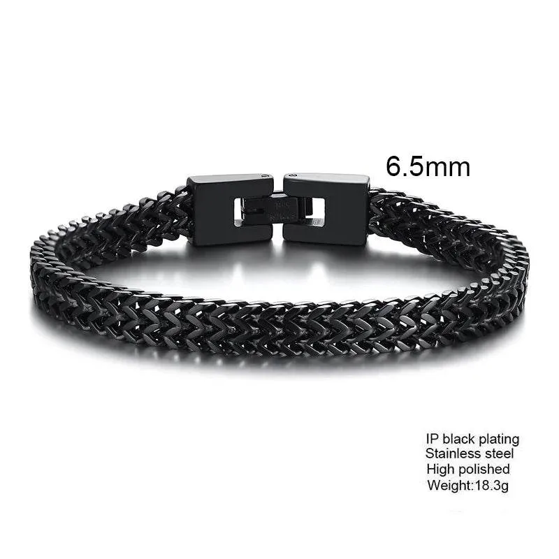STYLISH STAINLESS STEEL BALI FOXTAIL CHAIN BRACELET FOR MEN DOUBLE FRANCO LINK CHAINS BRACELETS ARMBAND MALE JEWELRY
