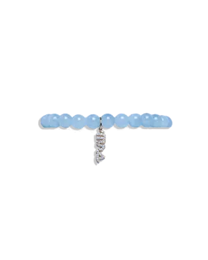 SYDNEY EVAN | Mrs. Script Beaded Bracelet | Aquamarine