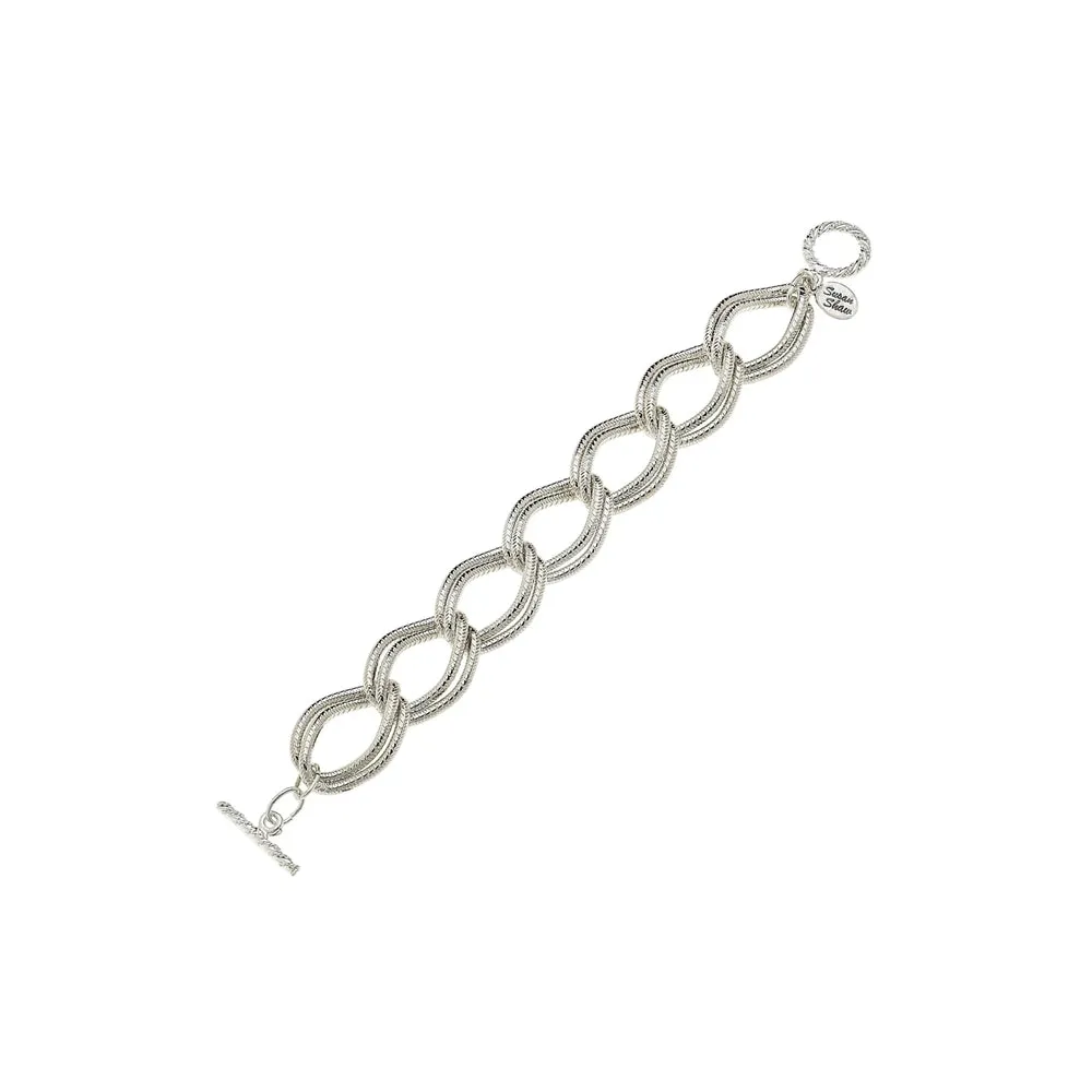 Textured Chain Bracelet, silver