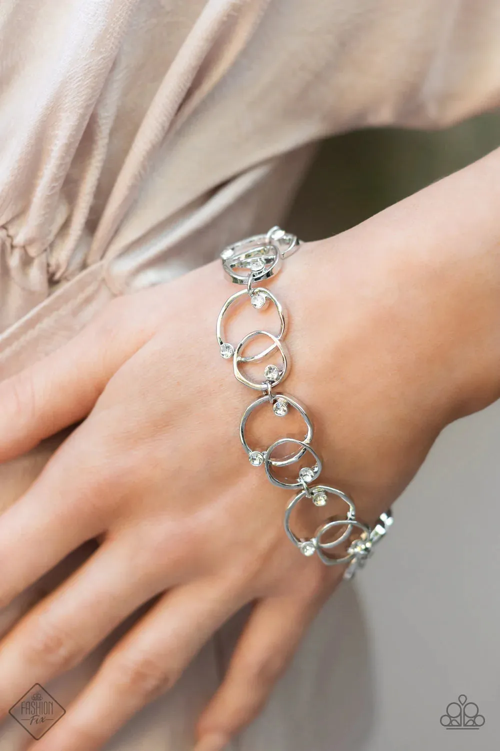 The Universe Revolves Around Me - White (Rhinestone) Bracelet (FFA-0322)
