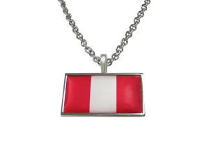 Thin Bordered Peru Flag Pendant Necklace
