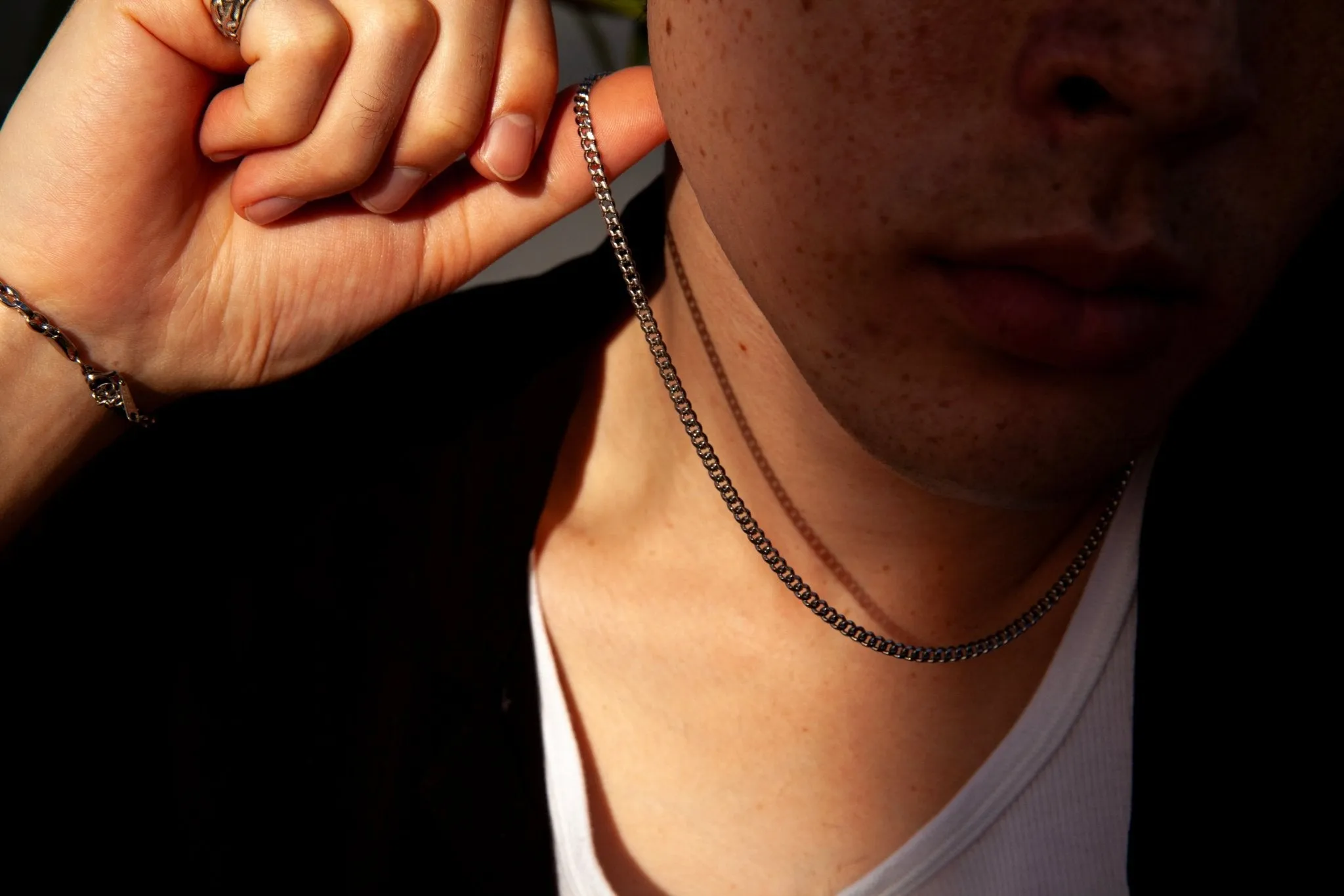 Thin Curb Silver Chain (Unisex)