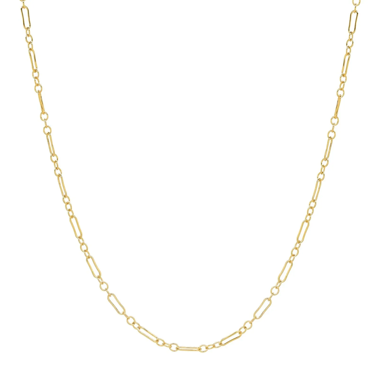 Thin Elongated Oval & Round Link Chain Necklace