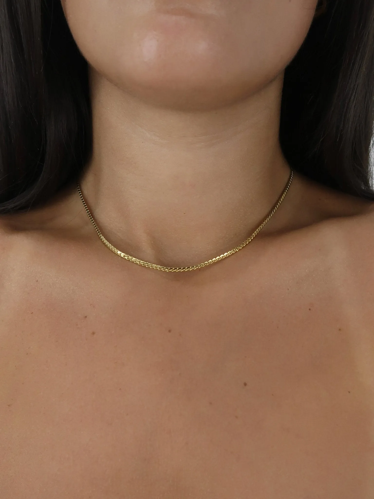 Thin Flat Curb Chain Necklace