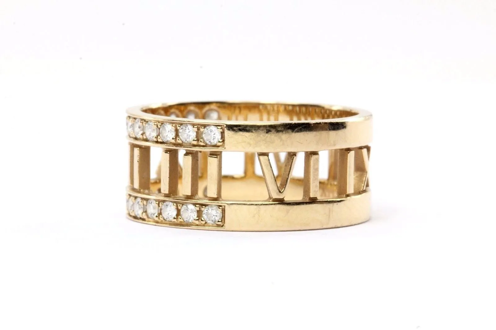 Tiffany & Co. Atlas Open Ring With Diamonds In 18k Rose Gold Size 8