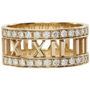 Tiffany & Co. Atlas Open Ring With Diamonds In 18k Rose Gold Size 8