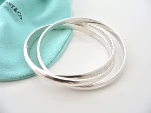 Tiffany & Co Silver Triple Rolling Interlocking Bracelet Bangle Rare Gift Pouch