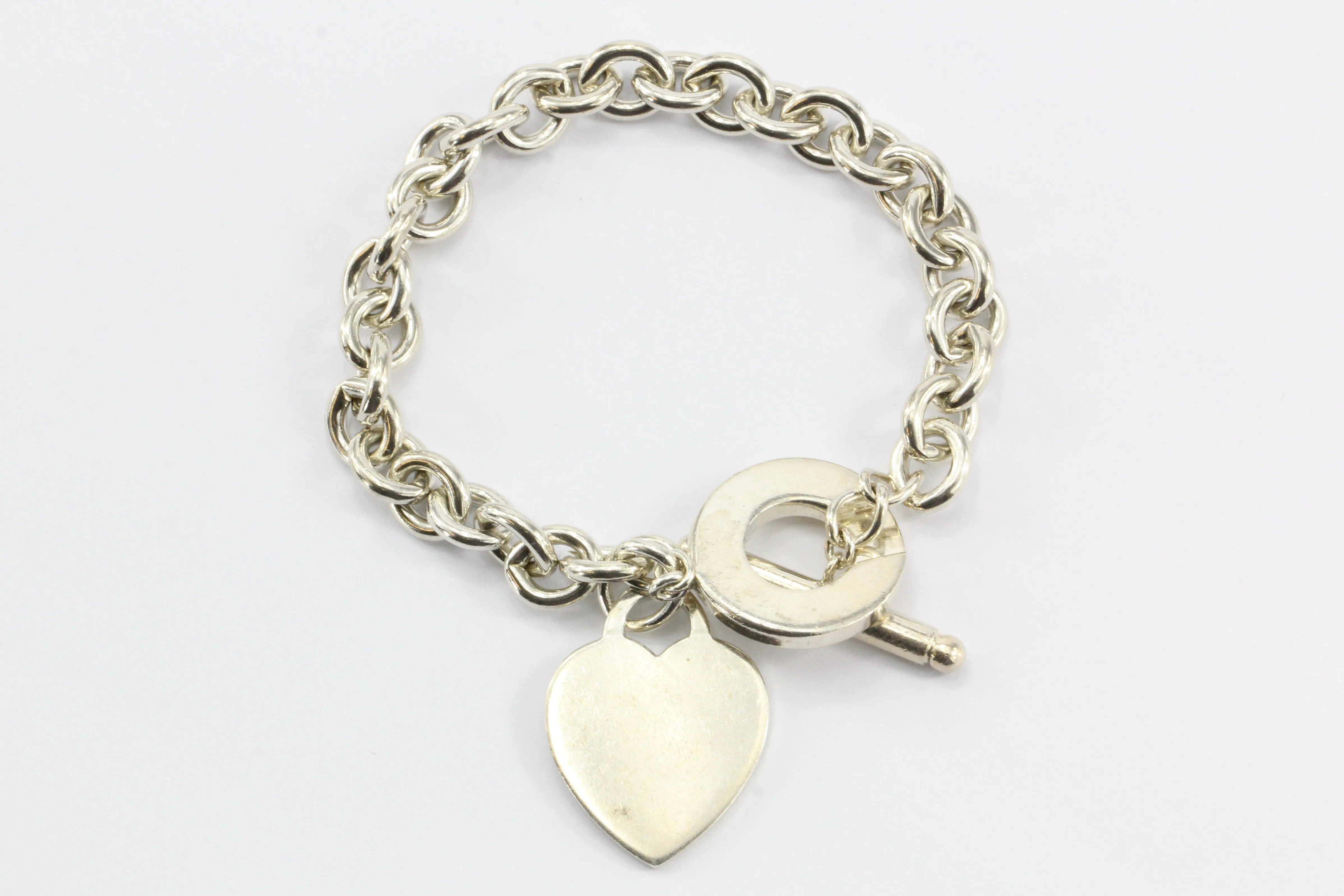 Tiffany & Co Sterling Silver Heart Tag Toggle Bracelet 7.5"