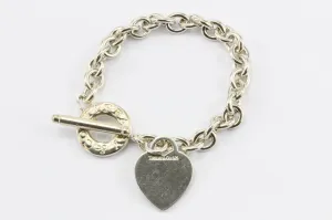 Tiffany & Co Sterling Silver Heart Tag Toggle Bracelet 7.5"
