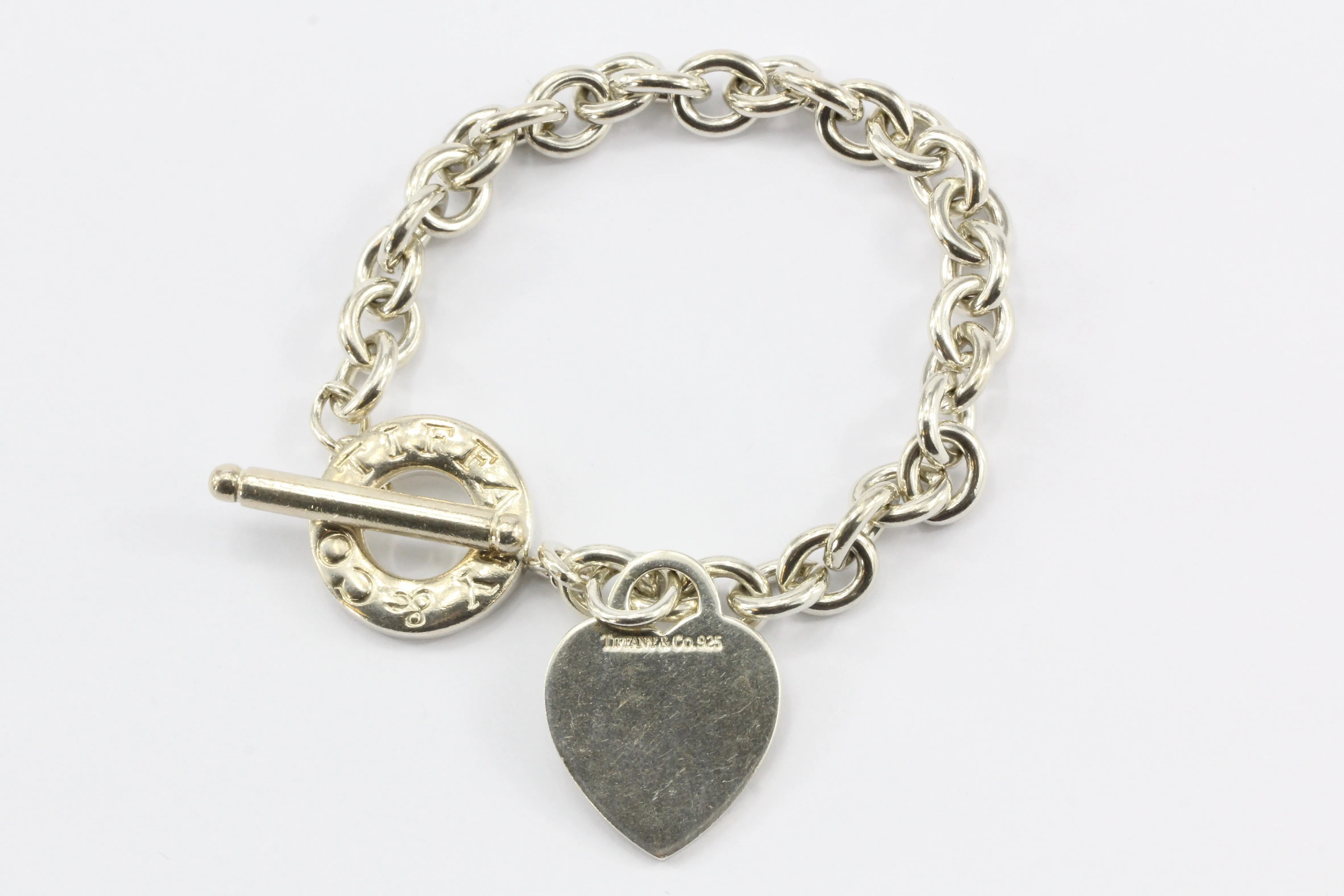 Tiffany & Co Sterling Silver Heart Tag Toggle Bracelet 7.5"