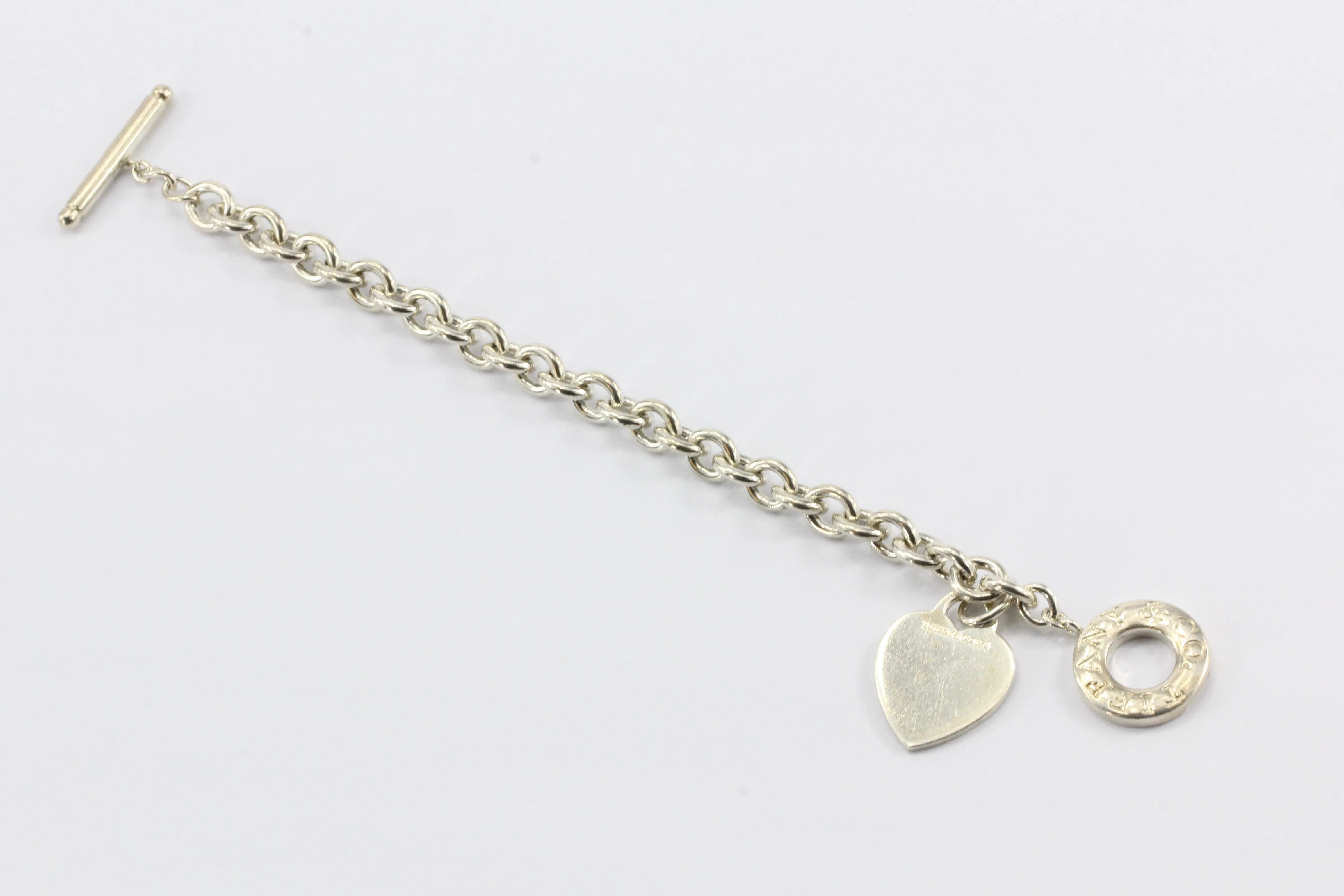 Tiffany & Co Sterling Silver Heart Tag Toggle Bracelet 7.5"