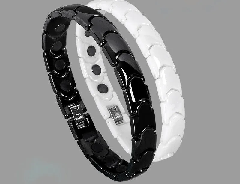 time Black White Bio Elements Energy Ceramic Bracelet Bangle Lovers Magnetic Germanium Health Chain Charms Women Men Jewelry