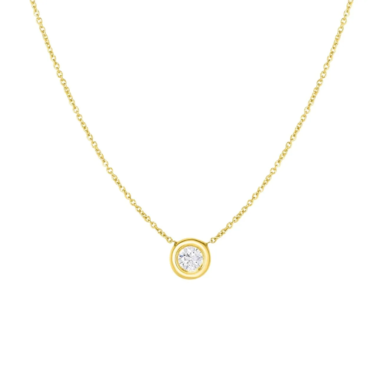 Tiny Treasures 18K Yellow Gold Single Diamond Bezel Necklace
